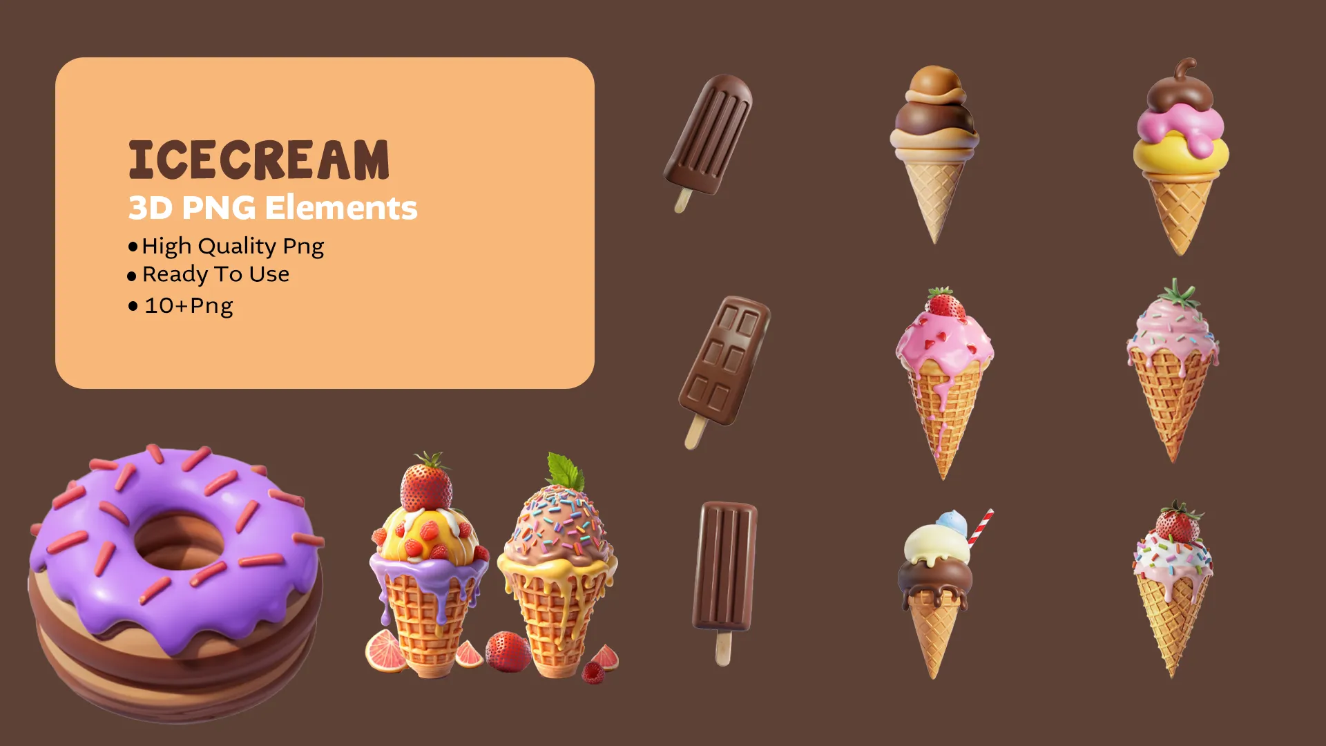 Delicious Ice Cream Varieties 3D Pack for Dessert Blogs